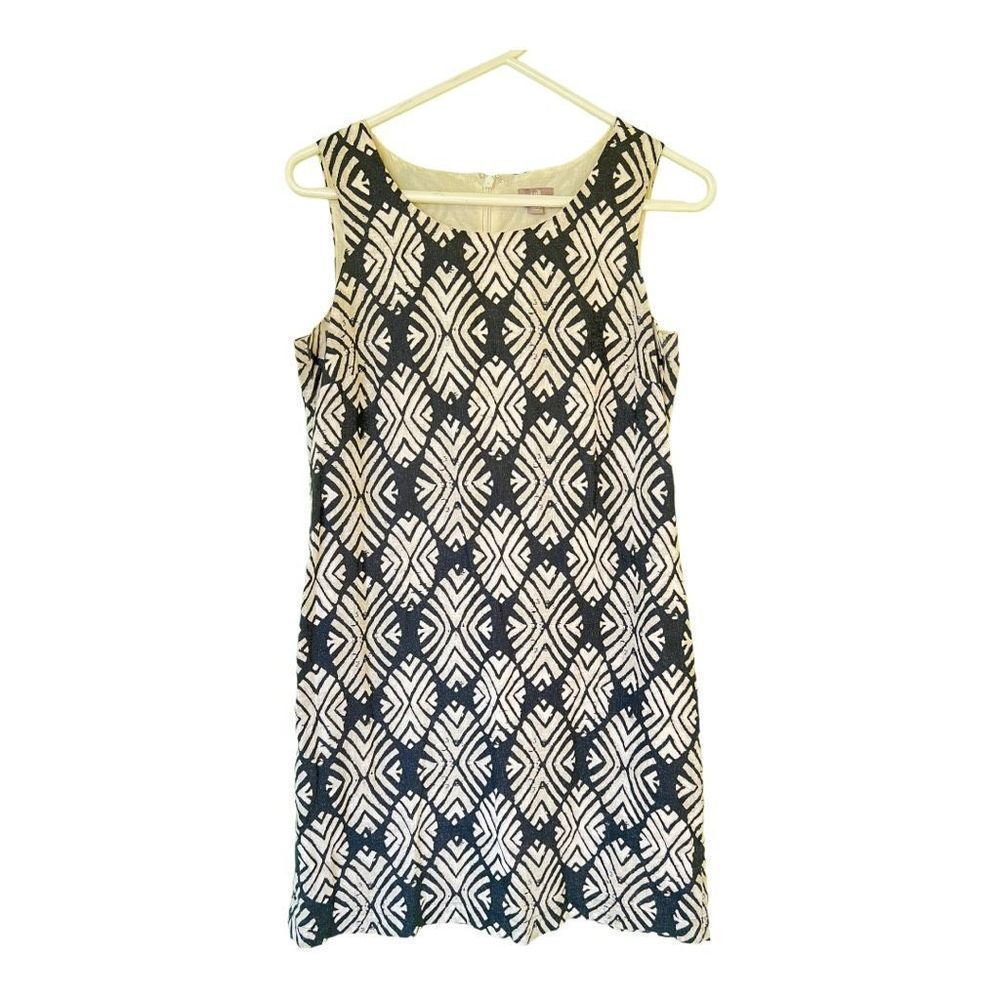 J Jill Tropical Linen Sheath Vacay Resort Date Night Leaf Dress Size 6